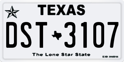 TX license plate DST3107