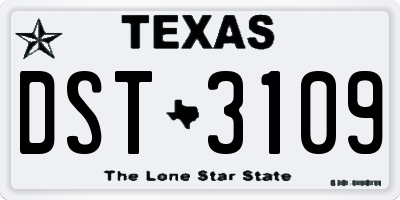 TX license plate DST3109