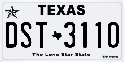TX license plate DST3110