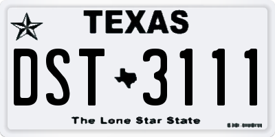 TX license plate DST3111