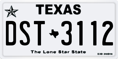 TX license plate DST3112