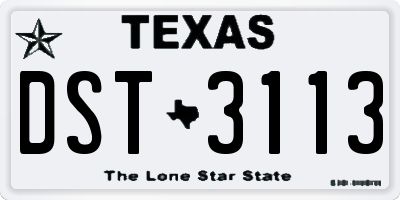 TX license plate DST3113