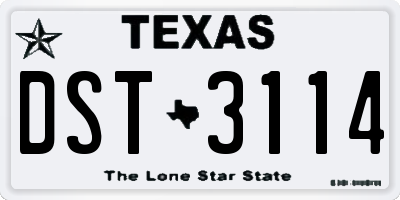 TX license plate DST3114