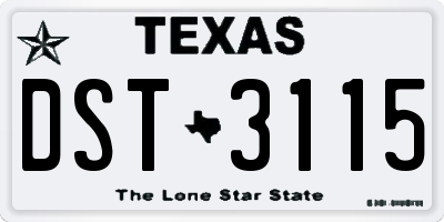 TX license plate DST3115