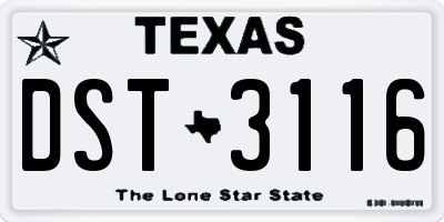 TX license plate DST3116