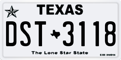 TX license plate DST3118