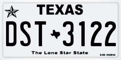 TX license plate DST3122