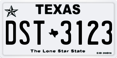TX license plate DST3123
