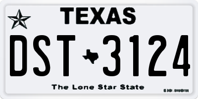 TX license plate DST3124