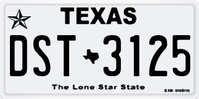 TX license plate DST3125