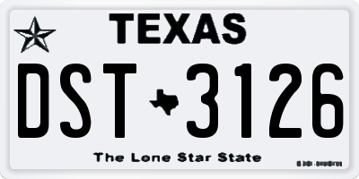 TX license plate DST3126