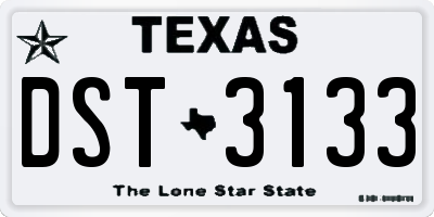 TX license plate DST3133