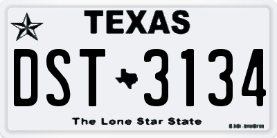 TX license plate DST3134