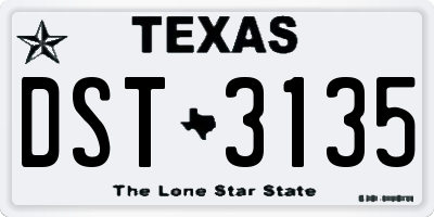 TX license plate DST3135
