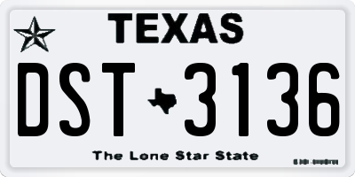 TX license plate DST3136