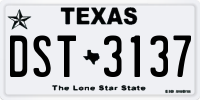 TX license plate DST3137