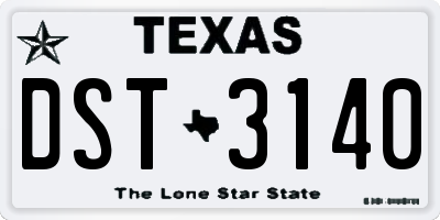 TX license plate DST3140