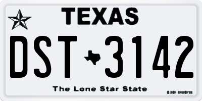 TX license plate DST3142
