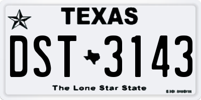 TX license plate DST3143
