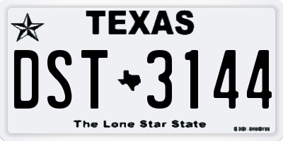 TX license plate DST3144