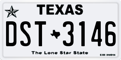 TX license plate DST3146