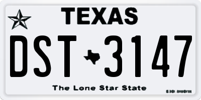 TX license plate DST3147