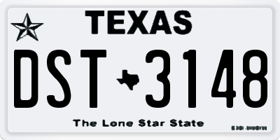 TX license plate DST3148