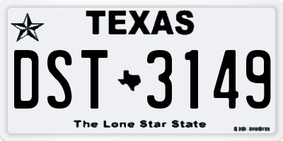 TX license plate DST3149