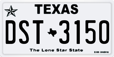 TX license plate DST3150