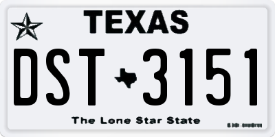 TX license plate DST3151