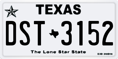 TX license plate DST3152