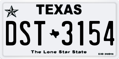 TX license plate DST3154