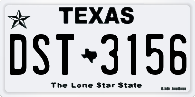 TX license plate DST3156