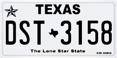 TX license plate DST3158