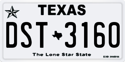TX license plate DST3160