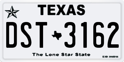 TX license plate DST3162