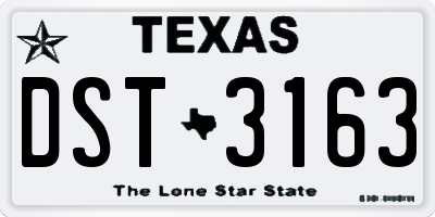 TX license plate DST3163