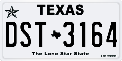 TX license plate DST3164
