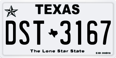TX license plate DST3167