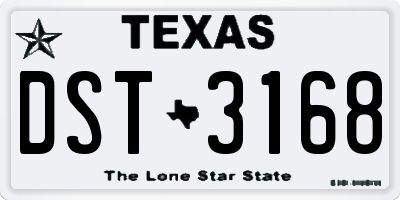 TX license plate DST3168
