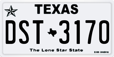 TX license plate DST3170