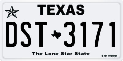 TX license plate DST3171