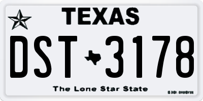 TX license plate DST3178