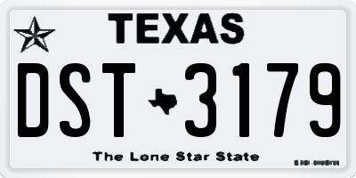 TX license plate DST3179