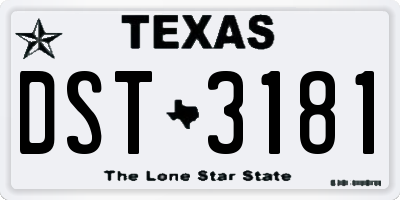 TX license plate DST3181