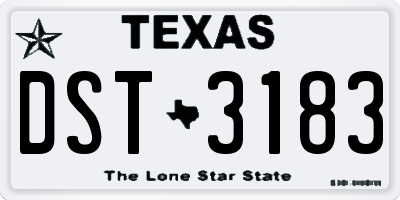TX license plate DST3183