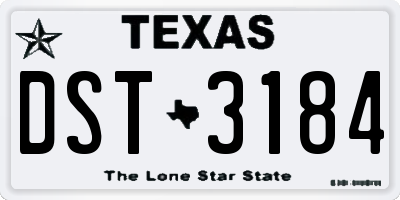 TX license plate DST3184