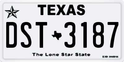 TX license plate DST3187
