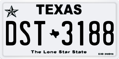 TX license plate DST3188