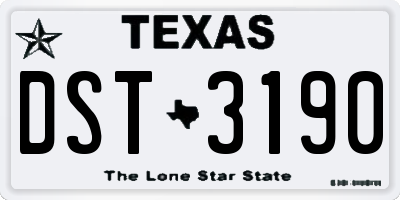 TX license plate DST3190